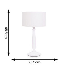 Valuelights Victoria Traditional White Wood Candlestick Table Lamp With White Drum Shade - Led Bulb Included - thumbnail 5