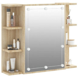 Berkfield Mirror Cabinet With Led Sonoma Oak 70X16.5X60 Cm - thumbnail 6