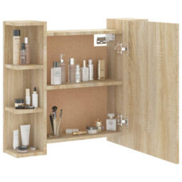 Berkfield Mirror Cabinet With Led Sonoma Oak 70X16.5X60 Cm - thumbnail 7
