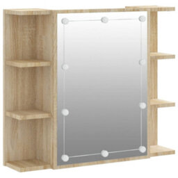 Berkfield Mirror Cabinet With Led Sonoma Oak 70X16.5X60 Cm - thumbnail 2