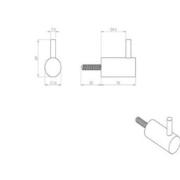 Coat Hook With Concealed Fixing 35mm Projection Satin Stainless Steel - thumbnail 3