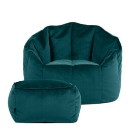 icon Sirena Scallop Chair Bean Bag And Footstool Teal Green Velvet Bean Bags - thumbnail 4