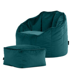 icon Sirena Scallop Chair Bean Bag And Footstool Teal Green Velvet Bean Bags - thumbnail 3