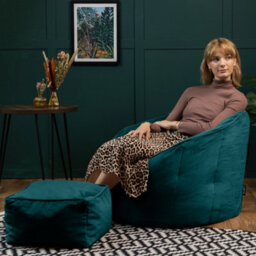 icon Sirena Scallop Chair Bean Bag And Footstool Teal Green Velvet Bean Bags - thumbnail 2
