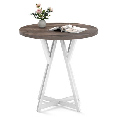 Gainoom 80Cm Round Dining Table Wooden Kitchen Table W/ Metal Pedestal Base - image 1