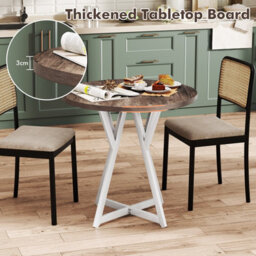 Gainoom 80Cm Round Dining Table Wooden Kitchen Table W/ Metal Pedestal Base - thumbnail 5