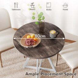 Gainoom 80Cm Round Dining Table Wooden Kitchen Table W/ Metal Pedestal Base - thumbnail 6