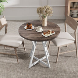 Gainoom 80Cm Round Dining Table Wooden Kitchen Table W/ Metal Pedestal Base - thumbnail 4