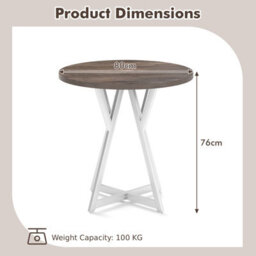 Gainoom 80Cm Round Dining Table Wooden Kitchen Table W/ Metal Pedestal Base - thumbnail 2