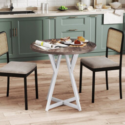 Gainoom 80Cm Round Dining Table Wooden Kitchen Table W/ Metal Pedestal Base - thumbnail 3