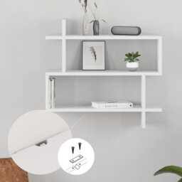 Decortie Paralel White 3-Tier Wall Mounted Bookcase - Modern Floating Display Shelf 70Cm - thumbnail 6