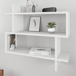 Decortie Paralel White 3-Tier Wall Mounted Bookcase - Modern Floating Display Shelf 70Cm - thumbnail 4