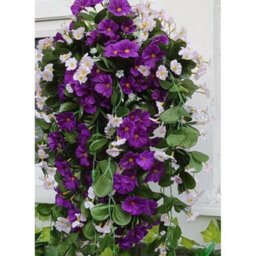 Artificial Hanging Basket Flowers Plants Garden Grass Trailin Rose Ivy Leaf Fern - 1 Basket Display - thumbnail 3