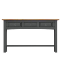 Mercers Furniture Corona Charcoal 3 Drawer Console Table Solid Wood Mexican Pine Wooden Hallway Stand Dark Grey - thumbnail 4