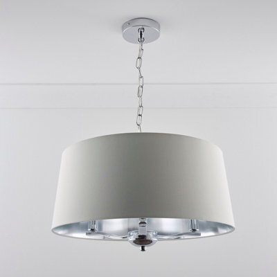 K Living Giovanna 3 Light Chrome Chandelier And Grey Shade - image 1