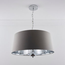 K Living Giovanna 3 Light Chrome Chandelier And Grey Shade - thumbnail 3