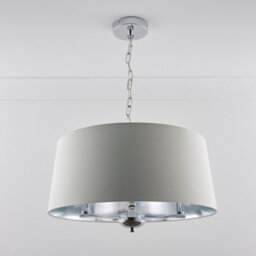 K Living Giovanna 3 Light Chrome Chandelier And Grey Shade - thumbnail 1