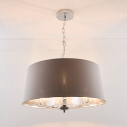 K Living Giovanna 3 Light Chrome Chandelier And Grey Shade - thumbnail 2
