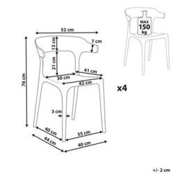 Beliani Set Of 4 Garden Chairs Gubbio Grey - thumbnail 3