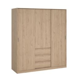 Tvilum Esla Scandinavian Matt Jackson Hickory Oak Effect 3 Drawer Large Triple Sliding Door Wardrobe (H)2004mm (W)1770mm (D)600mm - thumbnail 9