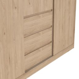 Tvilum Esla Scandinavian Matt Jackson Hickory Oak Effect 3 Drawer Large Triple Sliding Door Wardrobe (H)2004mm (W)1770mm (D)600mm - thumbnail 5
