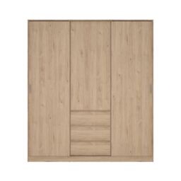 Tvilum Esla Scandinavian Matt Jackson Hickory Oak Effect 3 Drawer Large Triple Sliding Door Wardrobe (H)2004mm (W)1770mm (D)600mm - thumbnail 8
