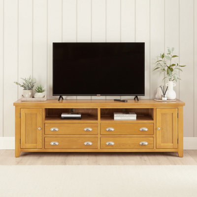 The Furniture Market Cheshire Oak Xxl Widescreen Tv Unit Stand Up To 100 Tv Size - image 1