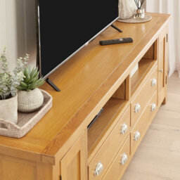The Furniture Market Cheshire Oak Xxl Widescreen Tv Unit Stand Up To 100 Tv Size - thumbnail 4