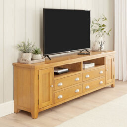 The Furniture Market Cheshire Oak Xxl Widescreen Tv Unit Stand Up To 100 Tv Size - thumbnail 3