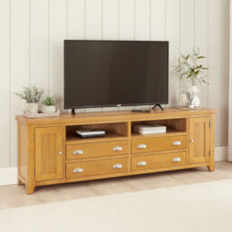 The Furniture Market Cheshire Oak Xxl Widescreen Tv Unit Stand Up To 100 Tv Size - thumbnail 2