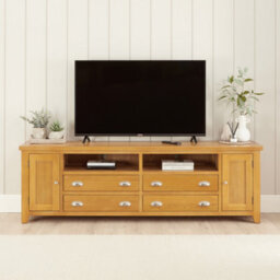 The Furniture Market Cheshire Oak Xxl Widescreen Tv Unit Stand Up To 100 Tv Size