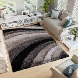 Modern Soft Waves Shimmer Shaggy Area Rugs Grey 60X220 Cm - thumbnail 4