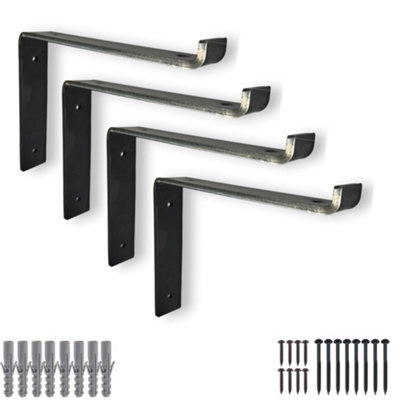 MKGT 4 Pcs Heavy Duty Shelf Brackets Industrial Steel For Wall Mounted Diy Floating Shelving(Raw Steel, 125mm Down) - image 1