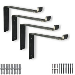 MKGT 4 Pcs Heavy Duty Shelf Brackets Industrial Steel For Wall Mounted Diy Floating Shelving(Raw Steel, 125mm Down) - thumbnail 1