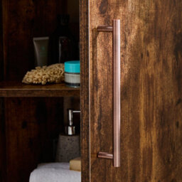 Homestylestore 450mm Dark Oak Floorstanding Corner Bathroom Vanity Unit And Aged Bronze T Bar Handle - thumbnail 4