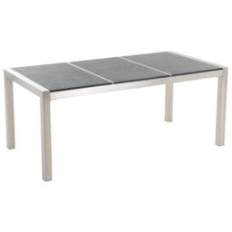 Beliani Garden Dining Table Grosseto 180 Cm 90 Cm Flamed Granite Graphite Grey - thumbnail 1