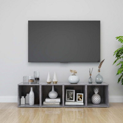 Walplus Tv Cabinets 4 Pcs Concrete Grey 37X35X37 Cm Engineered Wood - image 1