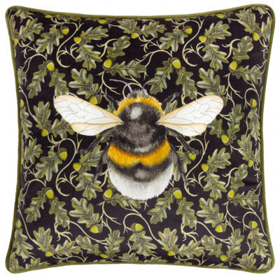Wylder Braywick Orville Bee Printed Velvet Feather Rich Cushion - image 1