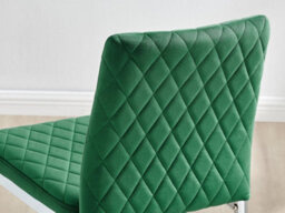 Furniturebox Set Of 2 Milan Green Diamond-Stiched Soft Touch Velvet Silver Chrome Leg Padded Counter Stools - thumbnail 7