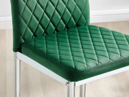 Furniturebox Set Of 2 Milan Green Diamond-Stiched Soft Touch Velvet Silver Chrome Leg Padded Counter Stools - thumbnail 6