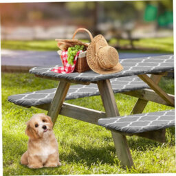 Waterproof, Non-Slip Elastic Picnic Table Cover With Bench Covers, 3-Piece Set - Camping Tablecloth For Outdoor Use, 30X72 - thumbnail 2