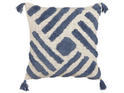 Beliani Throw Cushion Jacaranda Cotton 45 X 45 Cm Blue Geometric Pattern