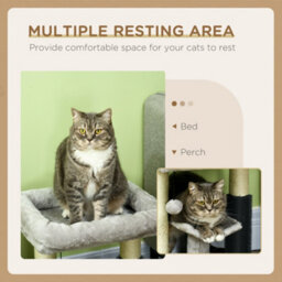 Pawhut Small Cat Tree With Scratching Post Bed Toy For Indoor Cats, Grey - thumbnail 5