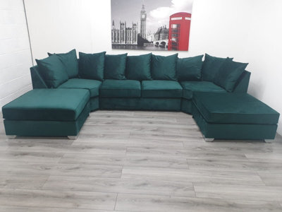 Stratus Interiors Easton Large U Shaped Sofa Soft Velvet Fabric - Doorstep Delivery Only No Assembly - 190 Cm X 310 Cm X 190 Cm - image 1