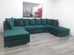Stratus Interiors Easton Large U Shaped Sofa Soft Velvet Fabric - Doorstep Delivery Only No Assembly - 190 Cm X 310 Cm X 190 Cm - thumbnail 9