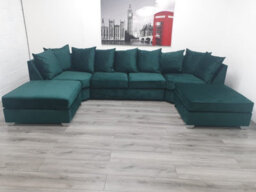 Stratus Interiors Easton Large U Shaped Sofa Soft Velvet Fabric - Doorstep Delivery Only No Assembly - 190 Cm X 310 Cm X 190 Cm - thumbnail 1