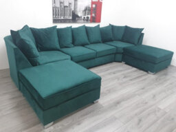 Stratus Interiors Easton Large U Shaped Sofa Soft Velvet Fabric - Doorstep Delivery Only No Assembly - 190 Cm X 310 Cm X 190 Cm - thumbnail 5