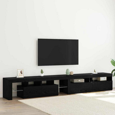 Berkfield Tv Cabinets 3 Pcs With Led Lights Black Oak Engineered Wood - image 1