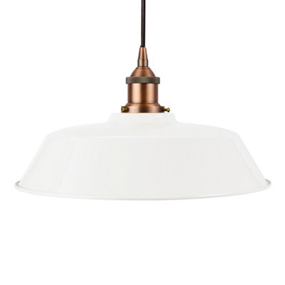 White Chancery Painted Dome Pendant Light With Matt Antique Copper Lamp Holder And Black Round Cable - Se Home - image 1