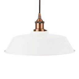 White Chancery Painted Dome Pendant Light With Matt Antique Copper Lamp Holder And Black Round Cable - Se Home - thumbnail 1